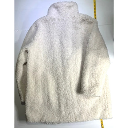 Teddy Coat LOFT Womens XL Fleece Funnel Neck Zipper in Ivory Cream