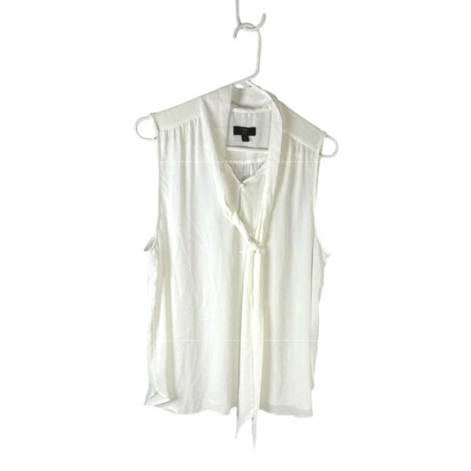 J. Crew Women’s Sleeveless White Top - Tie Neck Blouse