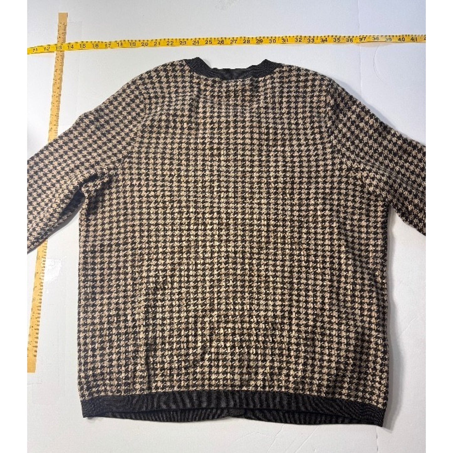 Talbots Cardigan Sweater Houndstooth Brown Women’s Size 1X Merino Wool