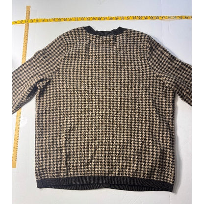 Talbots Cardigan Sweater Houndstooth Brown Women’s Size 1X Merino Wool