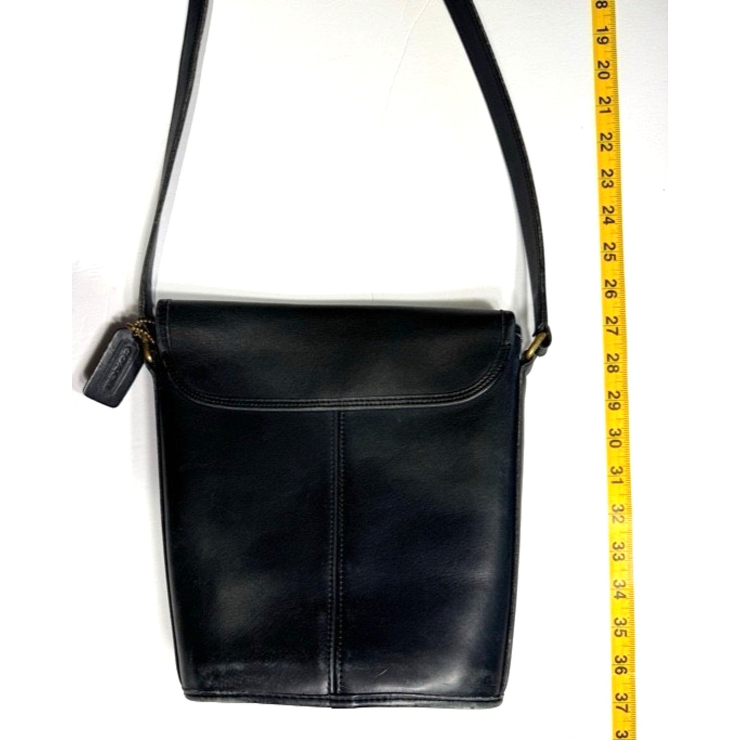 Vintage Coach Bradley Bucket Bag with Brass Turnlock Black Leather Crossbody