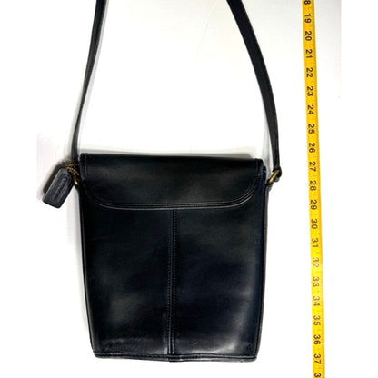 Vintage Coach Bradley Bucket Bag with Brass Turnlock Black Leather Crossbody
