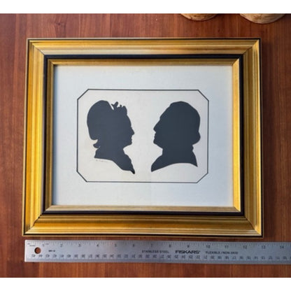 Vintage Old Silhouette Art Martha George Washington Portraits Signed Perdrisat