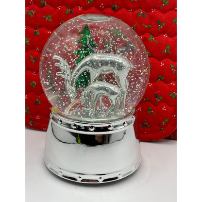 Holiday Snow Globe Music Box - Deer & Tree Winter Scene - Christmas Decor