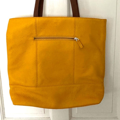 Vintage Tumi Yellow Pebbled Leather Tote Bag – Spacious, Rare Pre-2001 Design