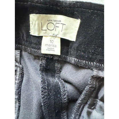 LOFT Black Velvet Marisa Dress Pants Stretchy Straight Leg Jeans Womens 10 Luxe