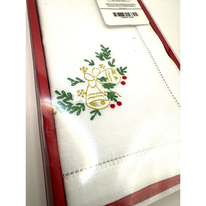 Vintage Windham Weavers Hand Embroidered Napkins - Set of 4 Bells and Holly