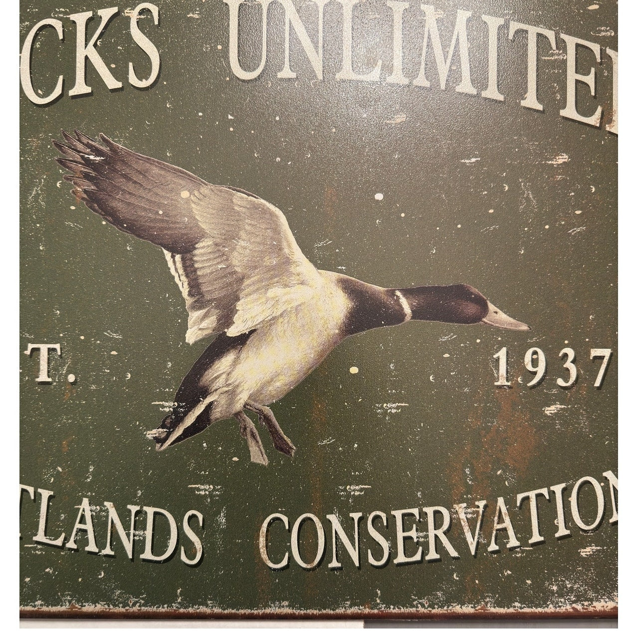 Ducks Unlimited Tin Sign - Rustic Hunting Lodge Wildlife Wall Decor