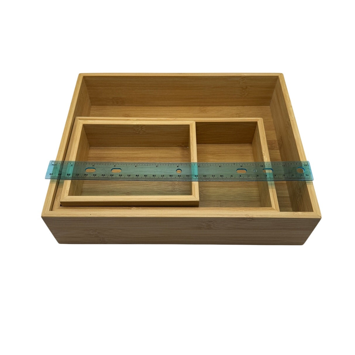 Set of 3 Nested Bamboo Drawer Organizers - Multi-Size Storage Trays - Never Used