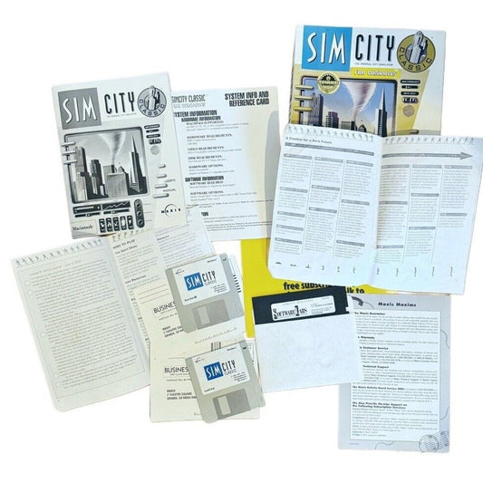 Sim City Classic 1993 Maxis 3.5" Floppies Complete Box Set Windows Dark Future