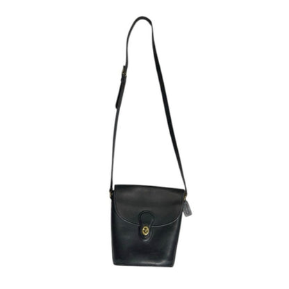 Vintage Coach Bradley Bucket Bag with Brass Turnlock Black Leather Crossbody