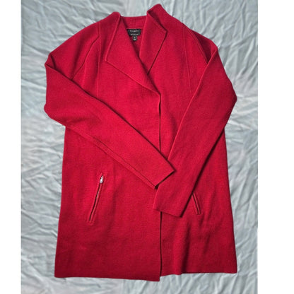Talbots Open Front Cardigan Sweater Size M – Cranberry Red Pure Merino Wool