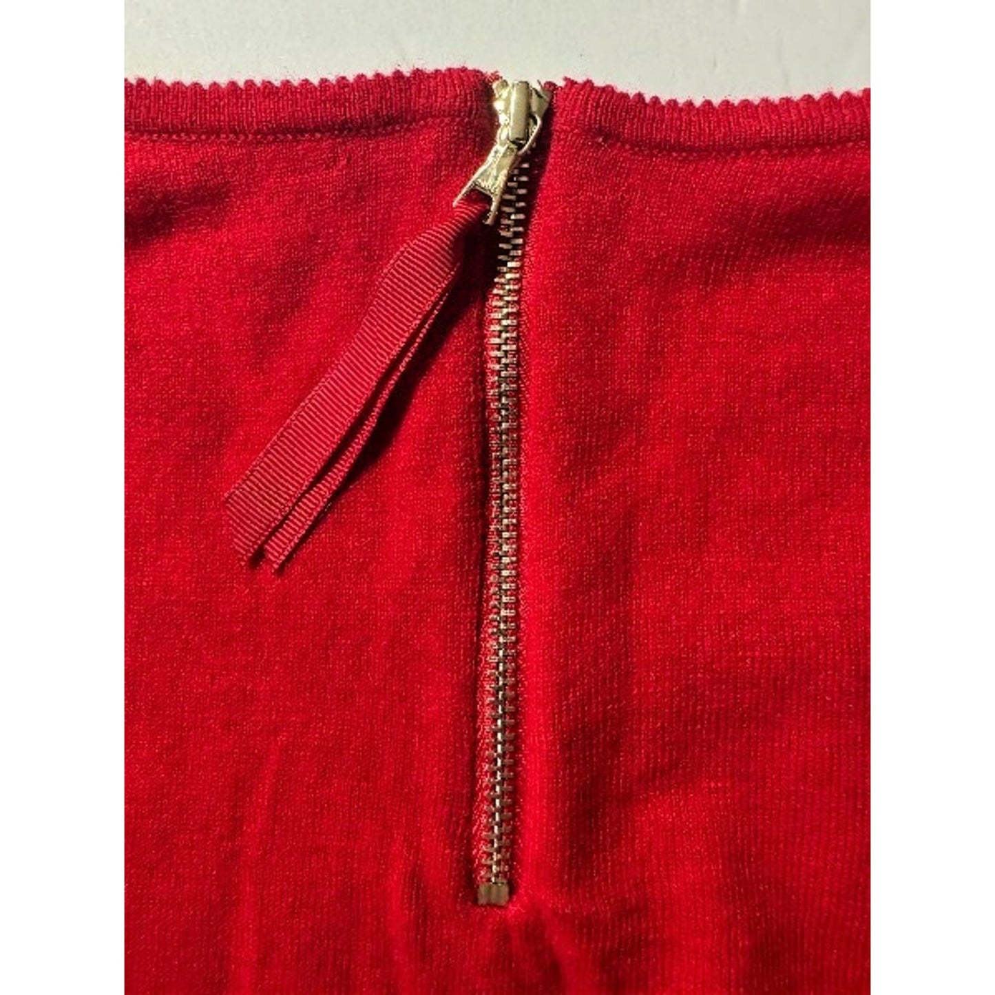 Red Sweater Talbots Size XLP Lightweight Holiday Knit Zipper Back Detail