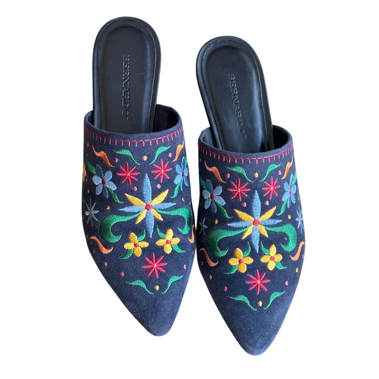 Bernardo Embroidered Mules - Women's Shows Size 8.5 - Lightly Used Slip-On Flats