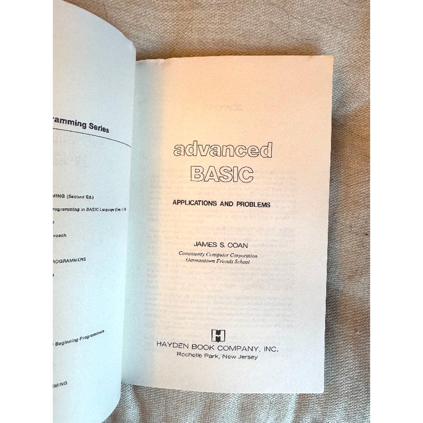 1977 Advanced Basic by James Coan Trade Paperback Vintage Programming Book