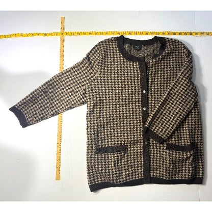 Talbots Cardigan Sweater Houndstooth Brown Women’s Size 1X Merino Wool