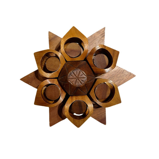 Flower Wood Napkin Ring Set of 6 - Unique Vintage Fall Decor Boho MCM
