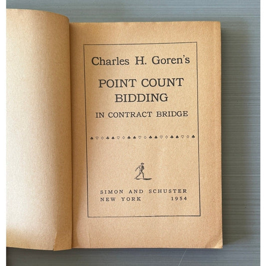 Vintage Book Point Count Bidding in Contract Bridge Charles H. Goren 1954