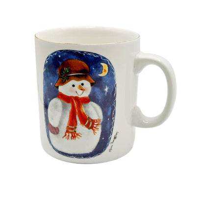 Vintage Snowman Mug - Elaine Thompson 1997 Gold Edge Excellent Condition