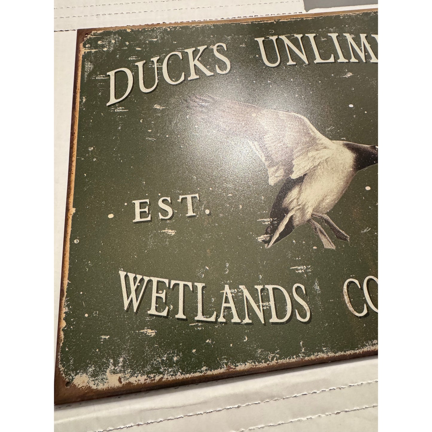 Ducks Unlimited Tin Sign - Rustic Hunting Lodge Wildlife Wall Decor