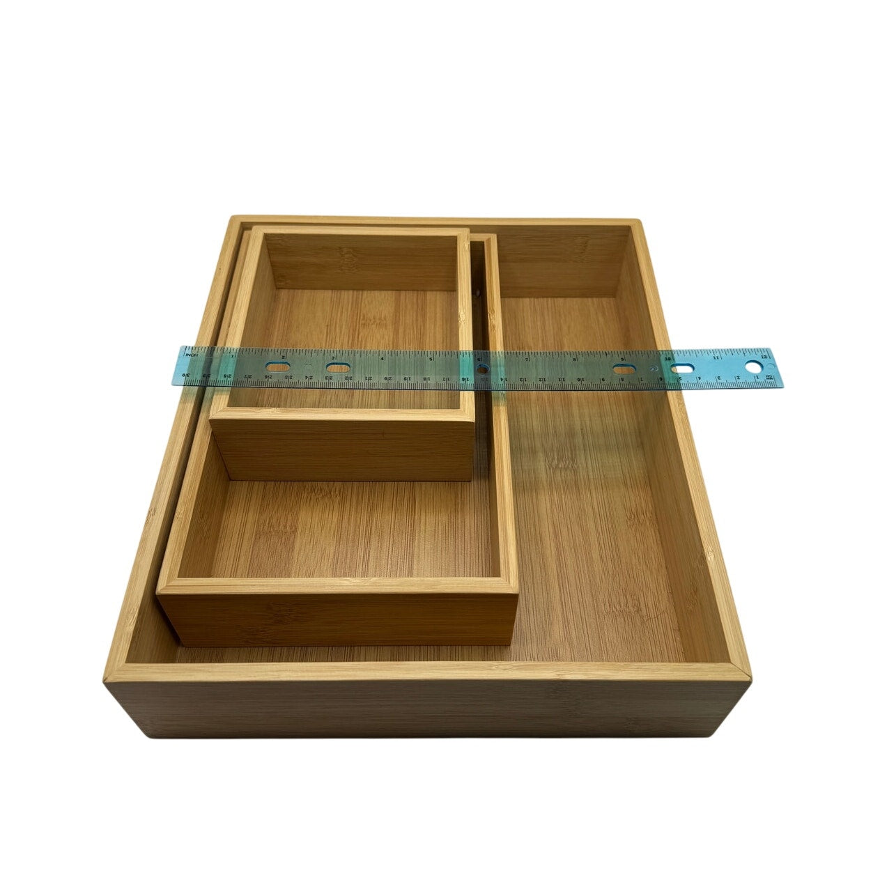 Set of 3 Nested Bamboo Drawer Organizers - Multi-Size Storage Trays - Never Used