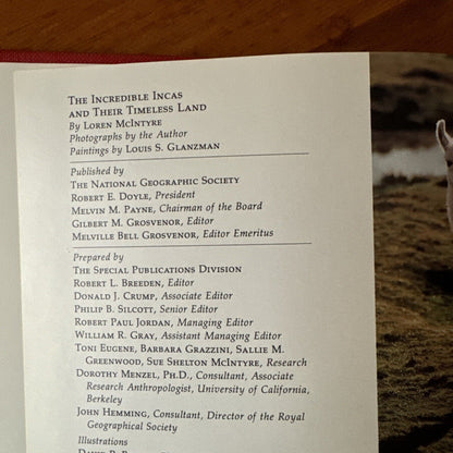 Vintage National Geographic - Incredible Incas -1986 Hardcover Collectible Book