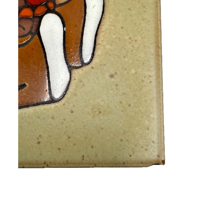 VTG 1984 Cleo Teissedre Hand Painted Ceramic Art Tile 6" x 6" , Storyteller Doll