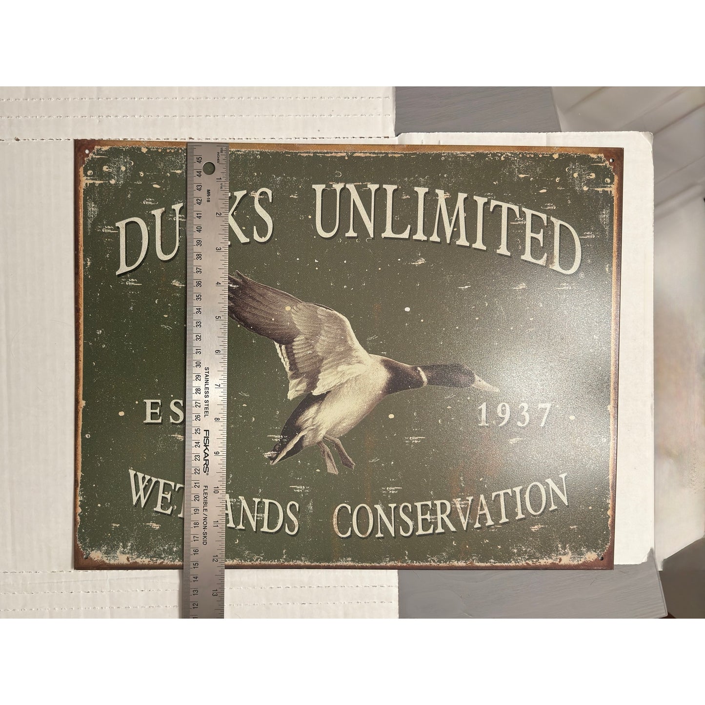 Ducks Unlimited Tin Sign - Rustic Hunting Lodge Wildlife Wall Decor