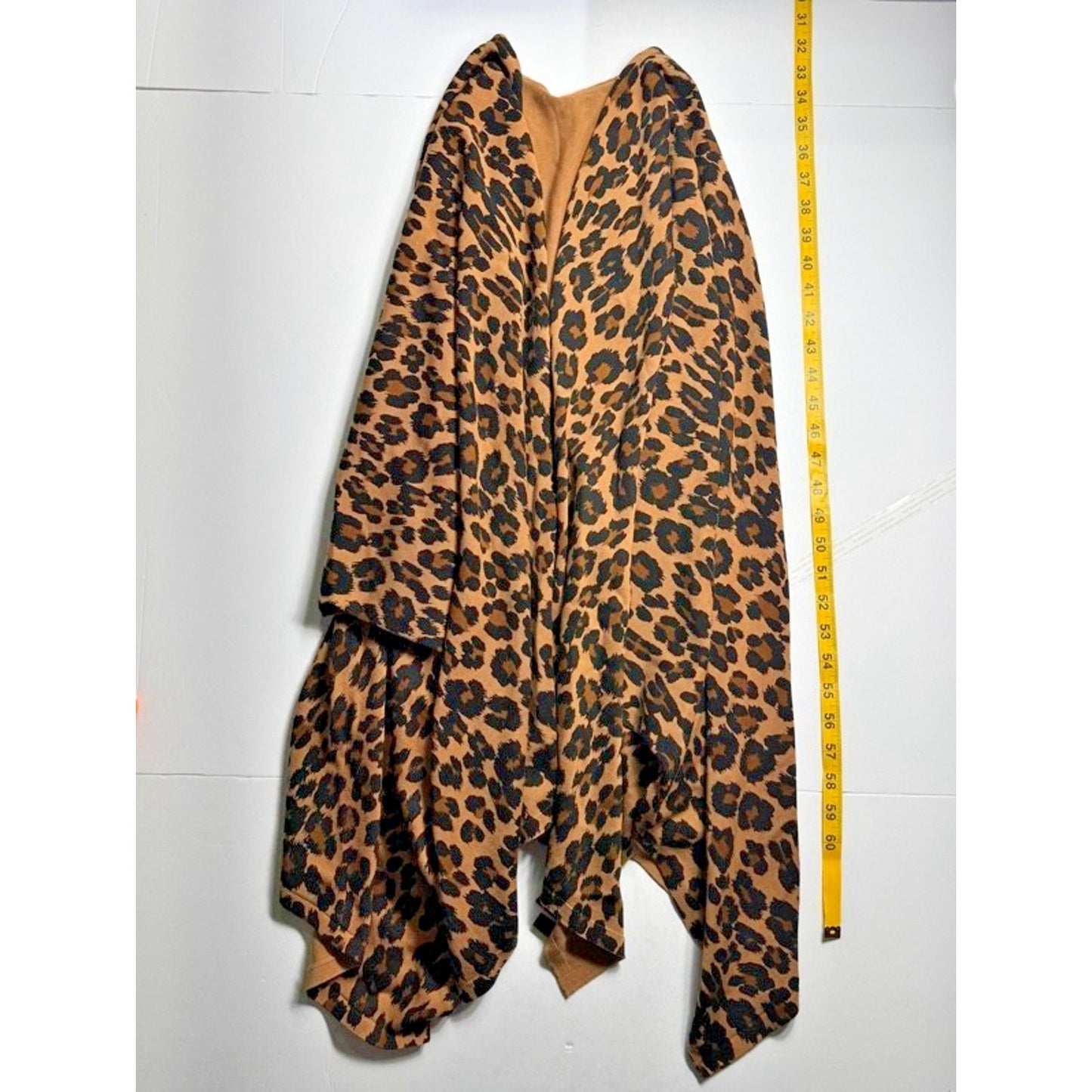 Talbots Leopard Print Wrap Shawl Open Front Knit Fabric Lined One Size