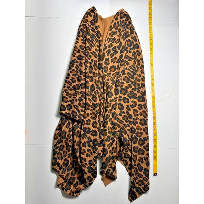 Talbots Leopard Print Wrap Shawl Open Front Knit Fabric Lined One Size