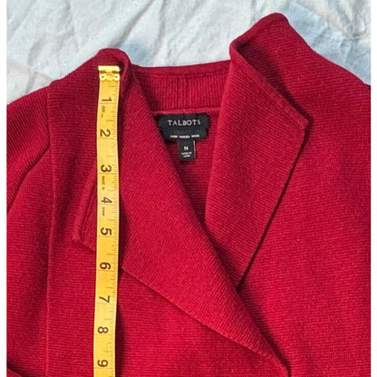 Talbots Open Front Cardigan Sweater Size M – Cranberry Red Pure Merino Wool