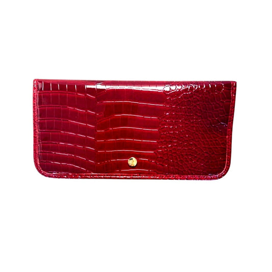 Samantha Brown To-Go Croco RFID Travel Organizer Burgundy Clutch Wallet NWOT