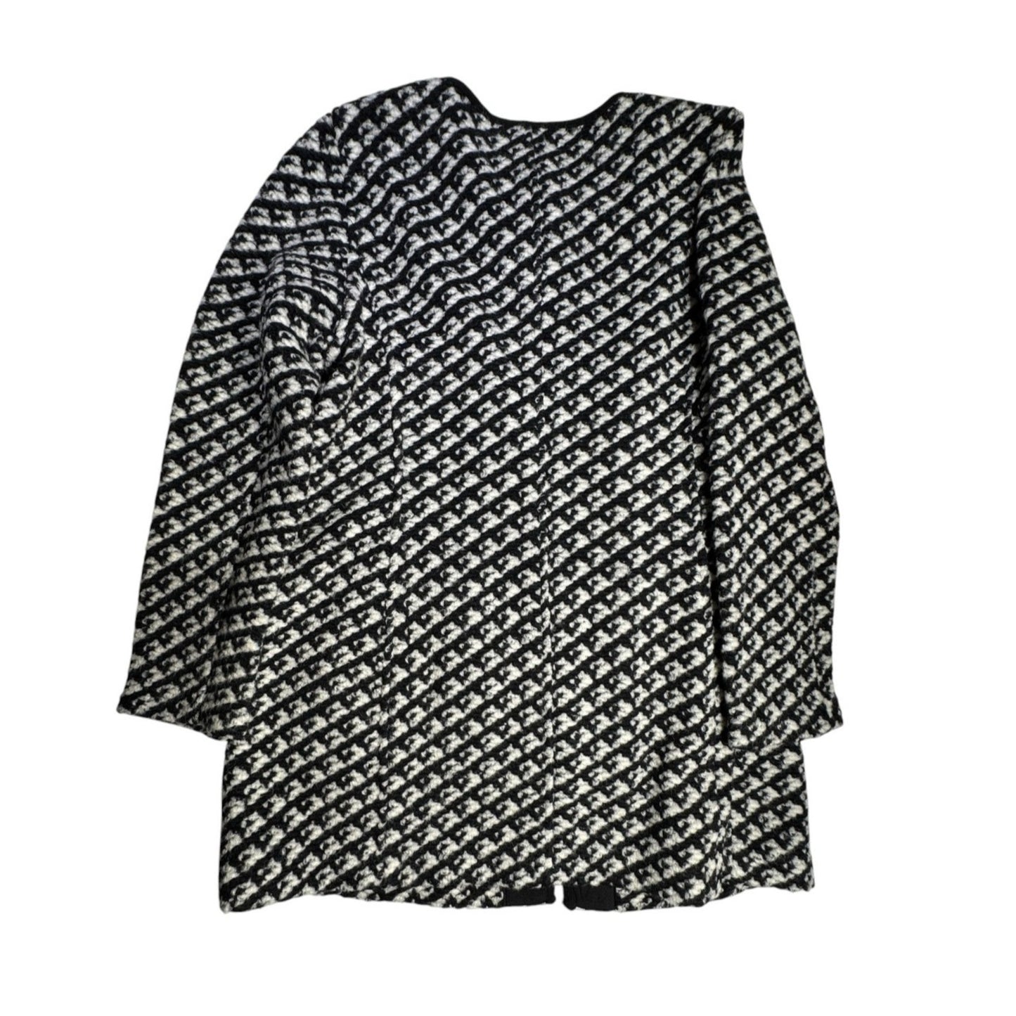 Talbots Black and White Coat Size X Woven Textured Boucle Wool Blend Snap-Front