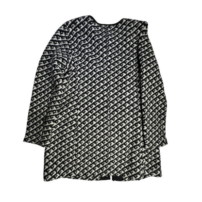 Talbots Black and White Coat Size X Woven Textured Boucle Wool Blend Snap-Front