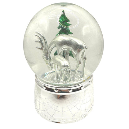 Holiday Snow Globe Music Box - Deer & Tree Winter Scene - Christmas Decor