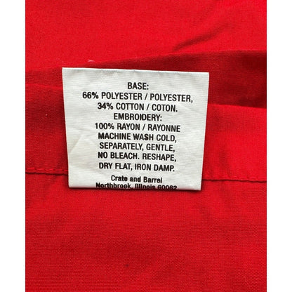 Crate & Barrel Snowman Napkins - Set of 2 Red Embroidered Holiday Table Linens