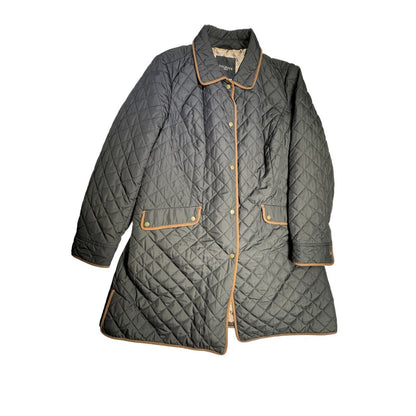 Barn Jacket Talbots Size 1X Quilted Brown Two-Tone Classic Fall Winter Coat
