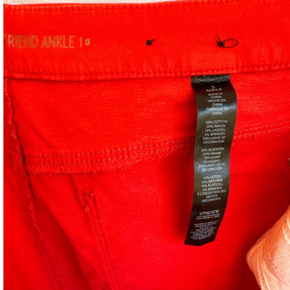 Chico's So Slimming Girlfriend Ankle Pants - Bright Red Chico Size 3 (Large)