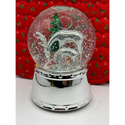 Holiday Snow Globe Music Box - Deer & Tree Winter Scene - Christmas Decor