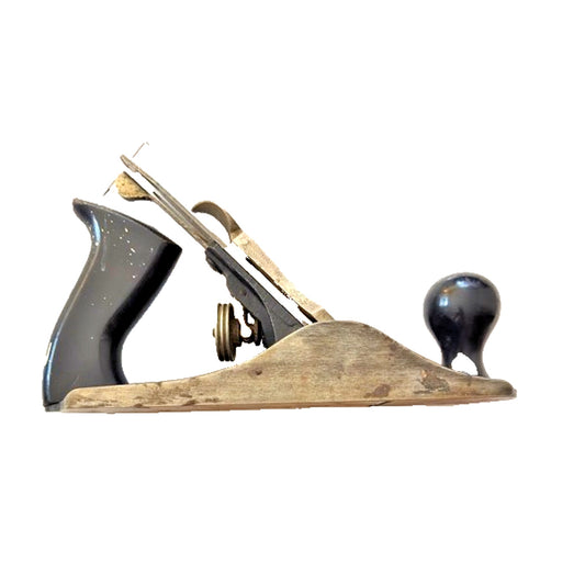 Vintage Stanley Handyman H1204 Bench Plane 9” Made in USA Wood Tote & Knob