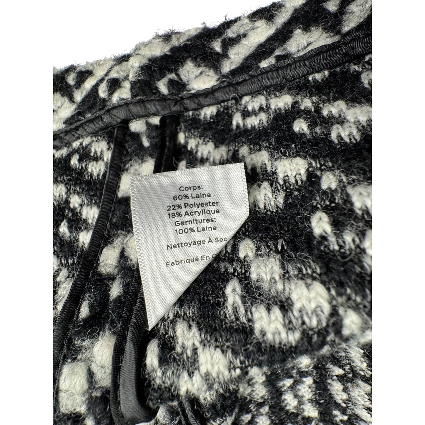 Talbots Black and White Coat Size X Woven Textured Boucle Wool Blend Snap-Front