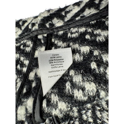 Talbots Black and White Coat Size X Woven Textured Boucle Wool Blend Snap-Front