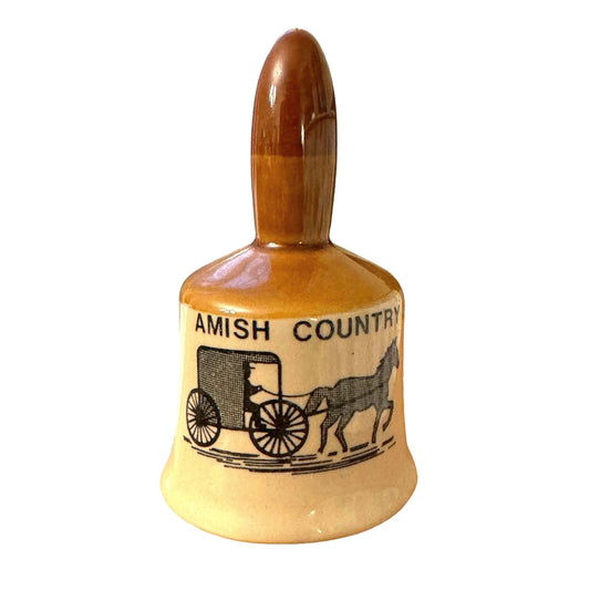 Ceramic Bell Amish Country Memorobilia Tan and Brown