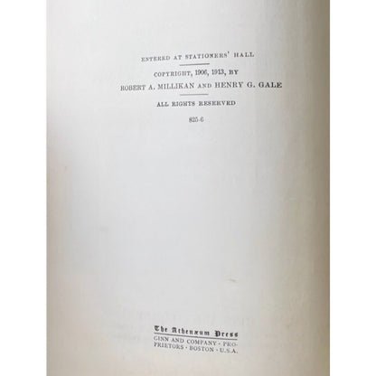 A First Course in Physics by Millikan ~ Antique Textbook Ginn & Co Boston 1921