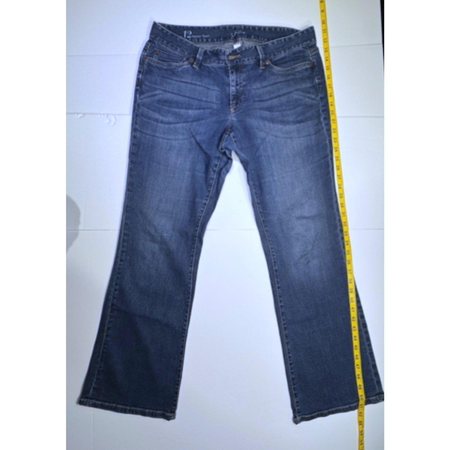 Womens Jeans LOFT Curvy Bootcut Size 12 Stretch Medium Wash Classic Blue