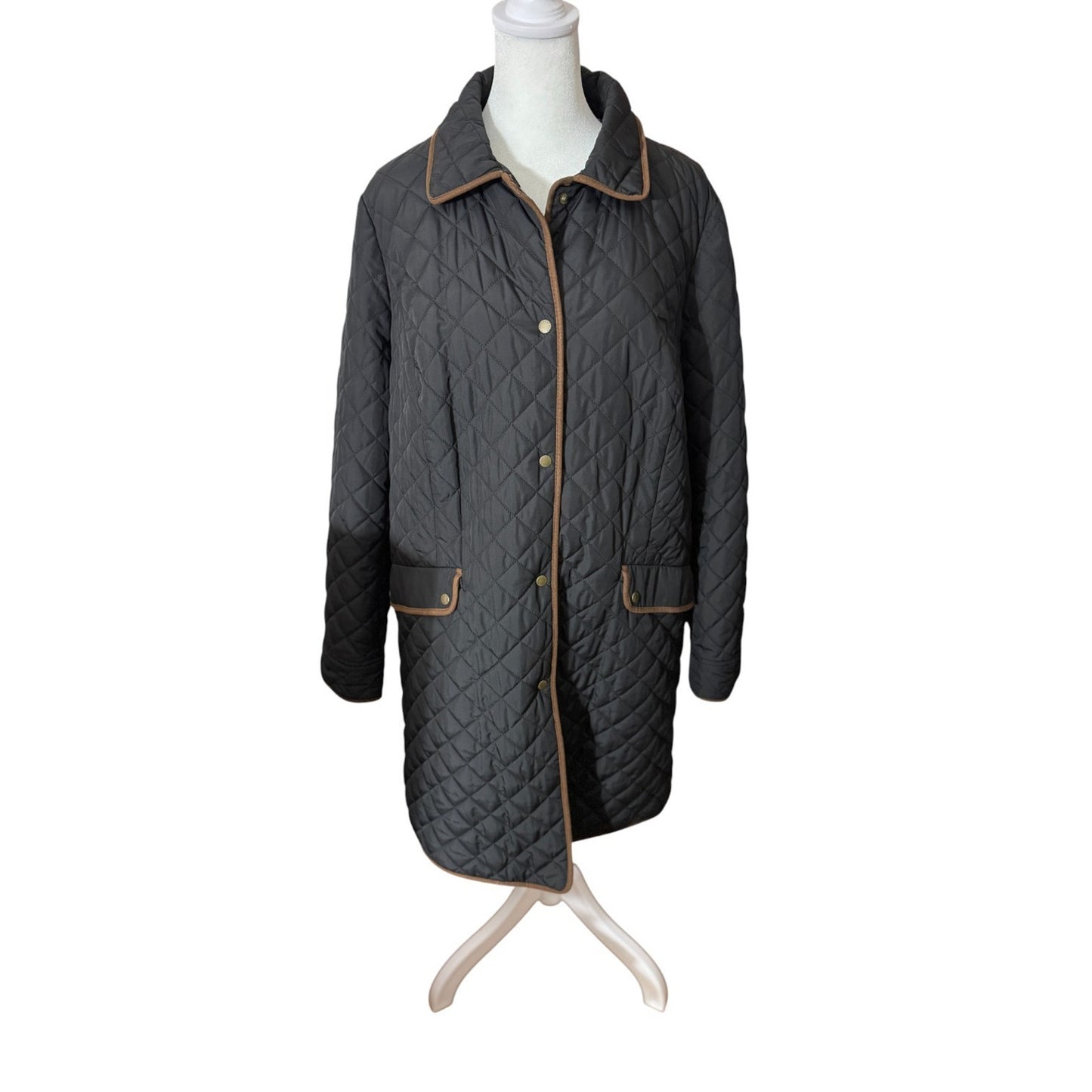 Barn Jacket Talbots Size 1X Quilted Brown Two-Tone Classic Fall Winter Coat