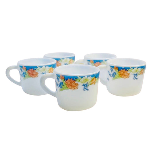 Vintage Opalware Espresso Cups - Set of 5 - Diplomat Royal Floral - 1970s