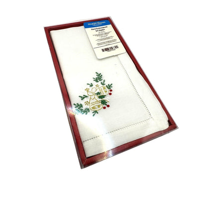 Vintage Windham Weavers Hand Embroidered Napkins - Set of 4 Bells and Holly