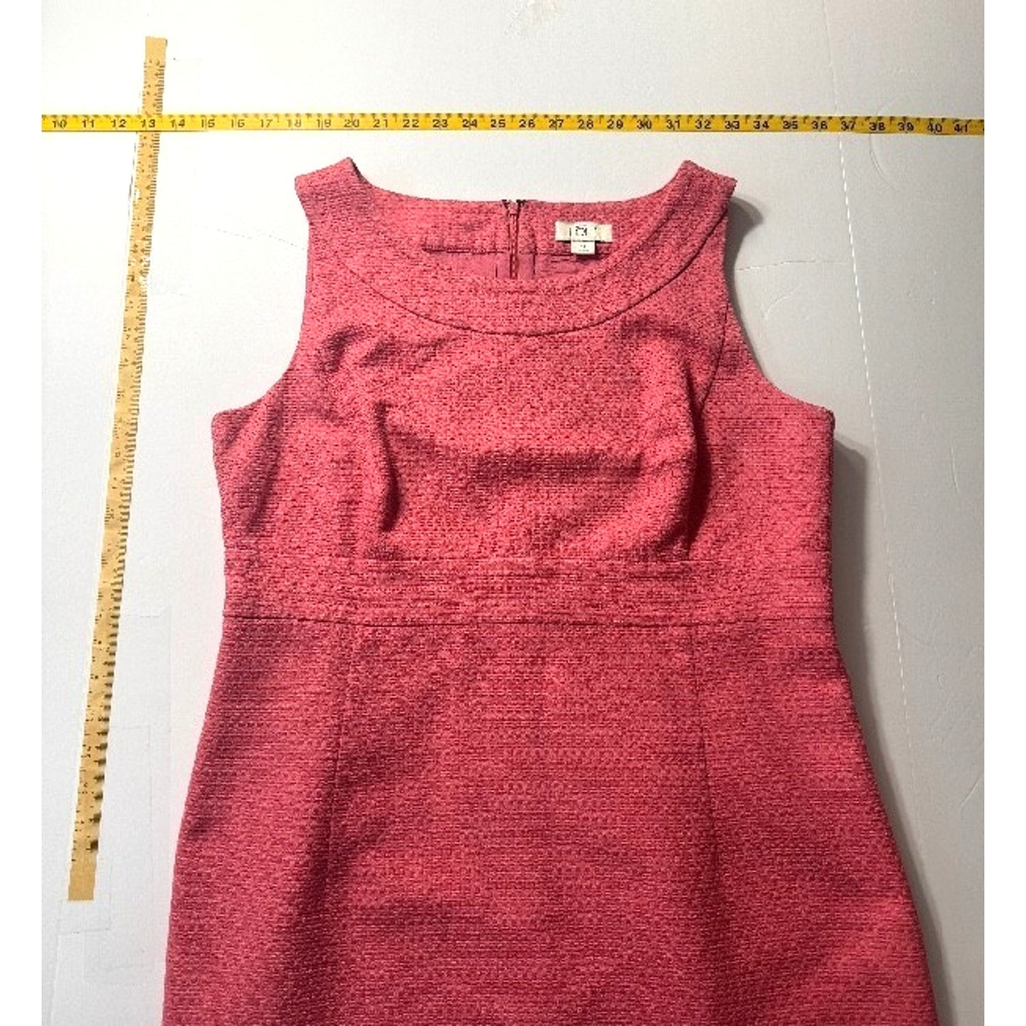 Sheath Dress LOFT PInk Size 14 Fitted Jaquard-Style Blend Retro Look