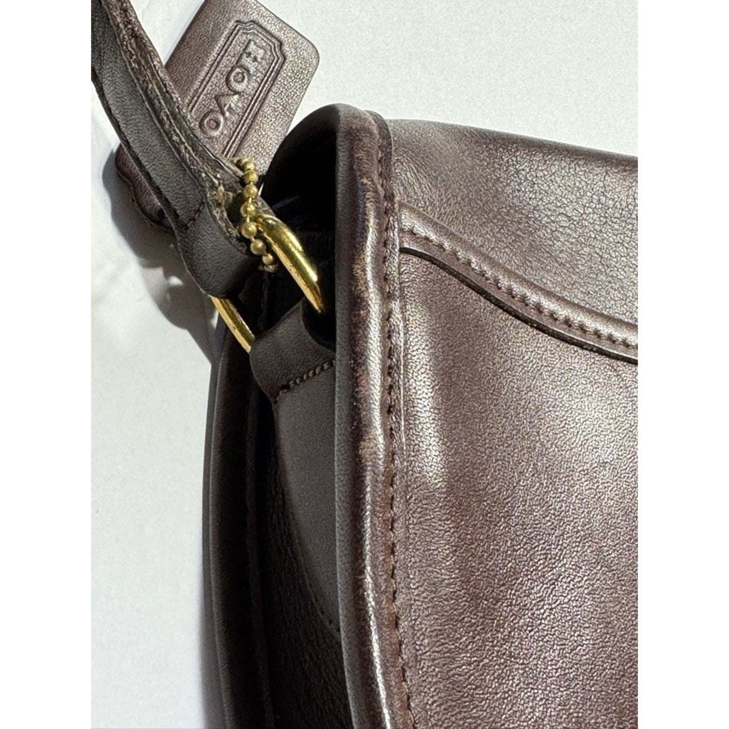 Vintage Coach Watson Brown Flap GloveLeather Crossbody Turnlock Bag 9981